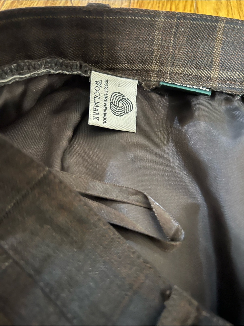 VINTAGE LAUREN RALPH LAUREN Y2K Womens Wool Brown Plaid Cuffed Pants Size 12 - Picture 4 of 12